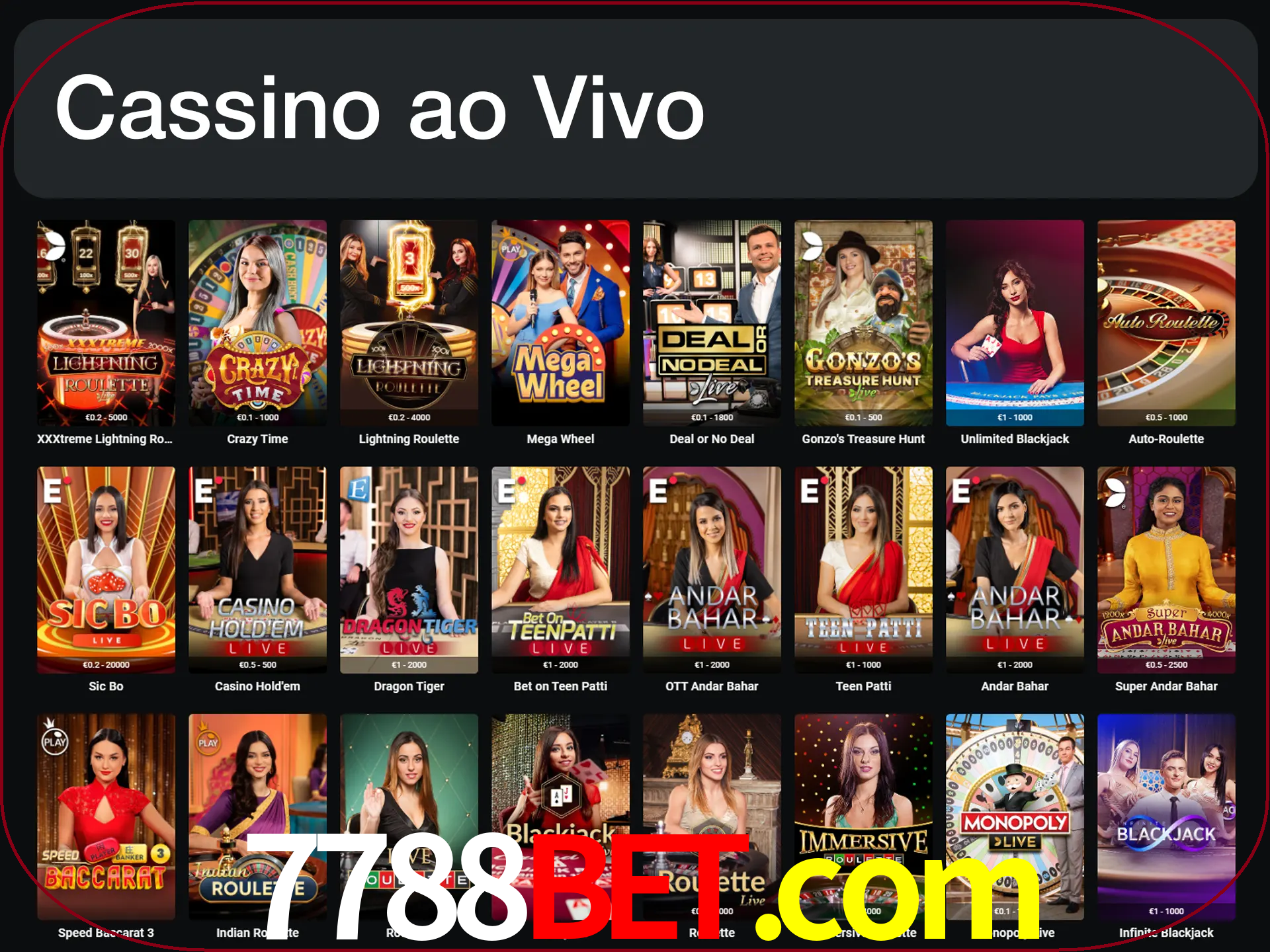 Jogue jogos de cassino com um verdadeiro dealer.