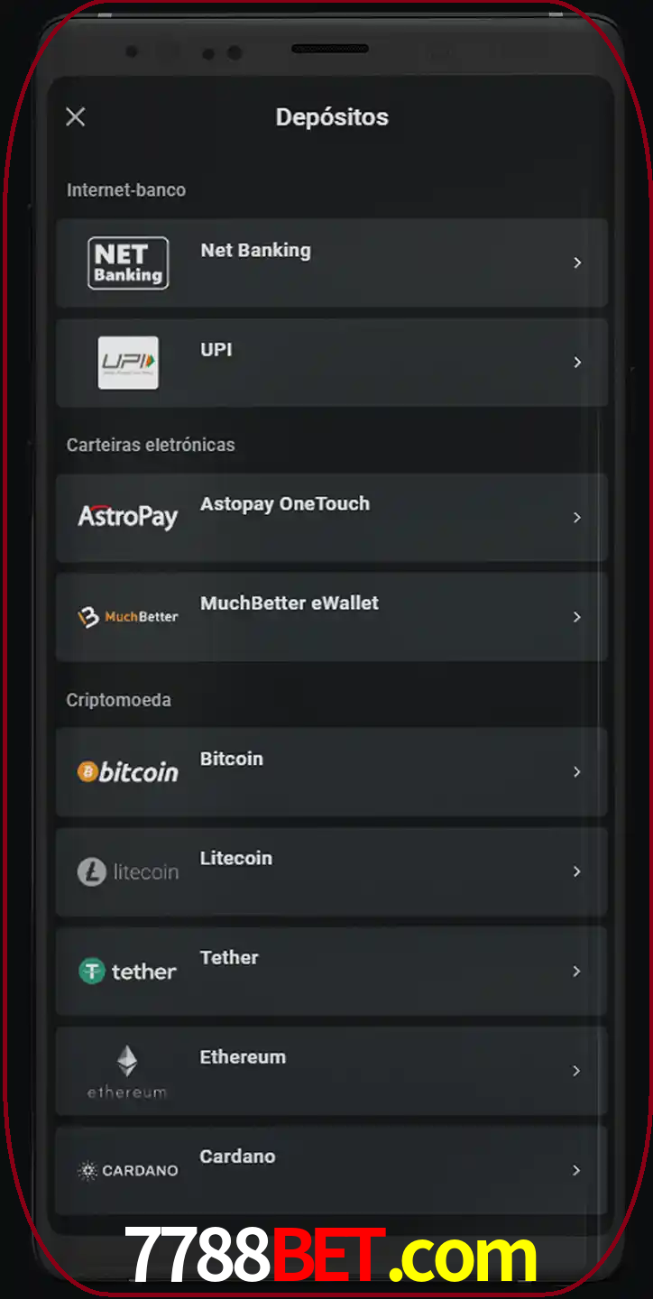 Você pode usar métodos alternativos de depósito.